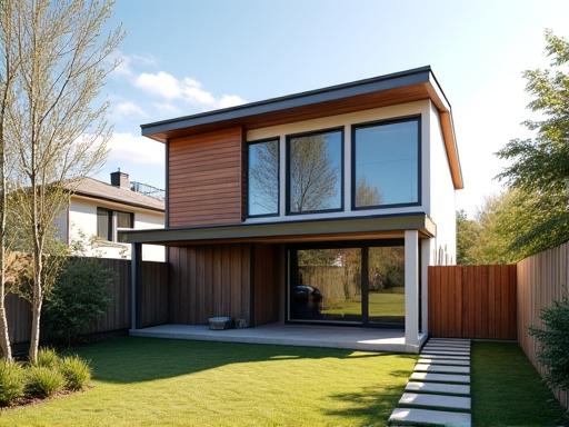 The rear of a house with a newly built modern extension